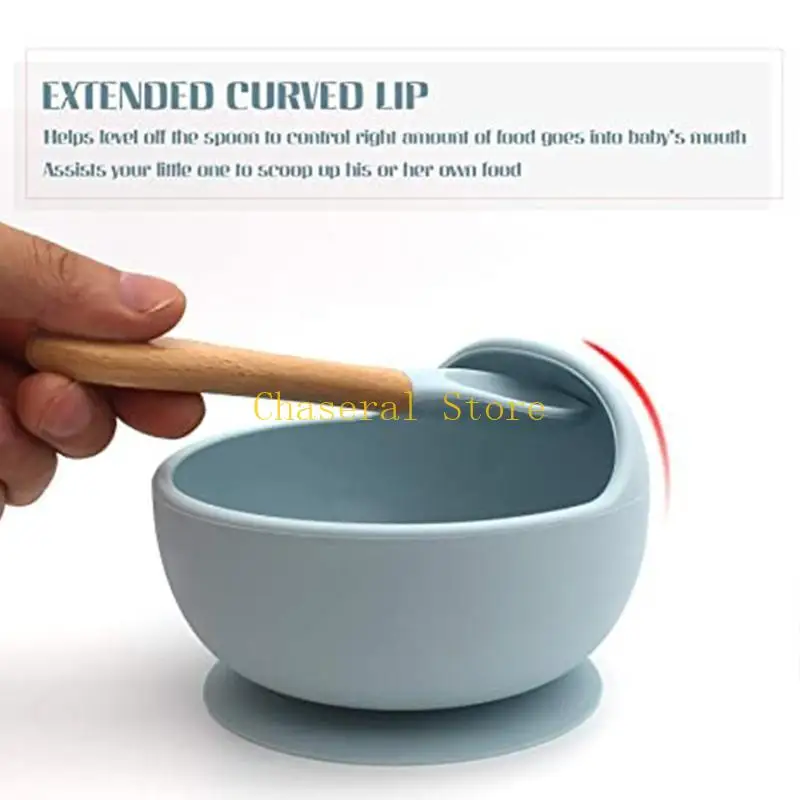 E7CE 4 Pcs Baby Silicone Divided Dinner Plate Suction Bowl Spoon Straw Cup Set Dishes