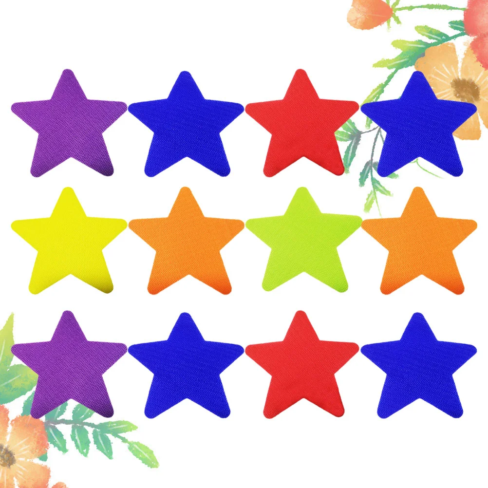 12 PCS Star พรมสติกเกอร์สําหรับพรมบ้านเด็กรูปร่างไนลอนที่มีสีสันเด็กพื้นที่