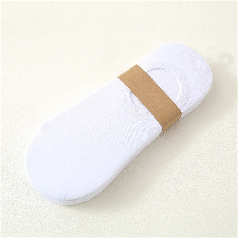 5Pair / Lot Fashion Happy Boat Socks Non-slip Silicone Invisible Cotton Socks Male Ankle Sock Slippers Meia EU37 to EU42