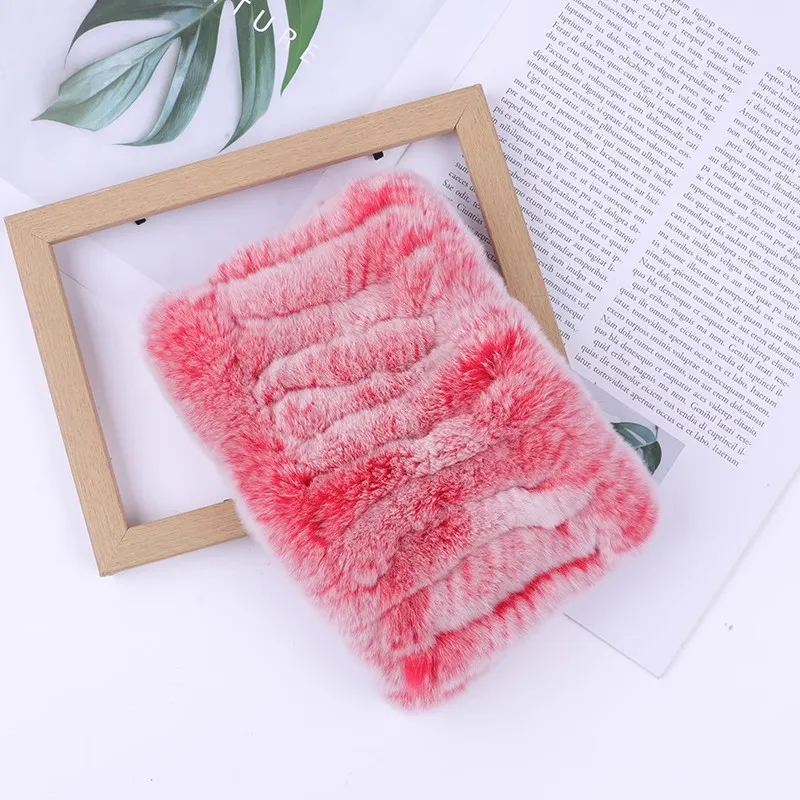 100% Peach Rex Rabbit Hair Scarf Winter Korean Fringe Real Hair