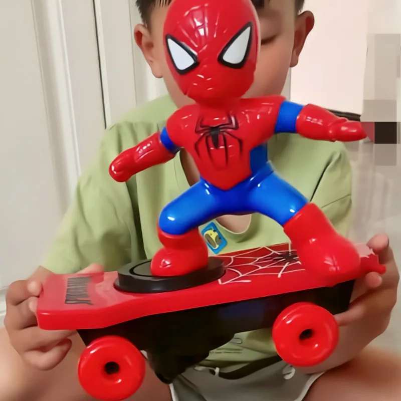 New The Avengers Spiderman Automatic Flip Rotation Skateboard Acousto-optic Car Electric Music Stunt Scooters Toy Christmas Gift