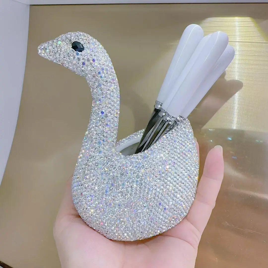 

Cygnus керамика набор вилок для фруктов, инкрустированные стразами, элегантные столовые приборы, десерт, торт, шампуры, посуда, банка для хранения мероприятий