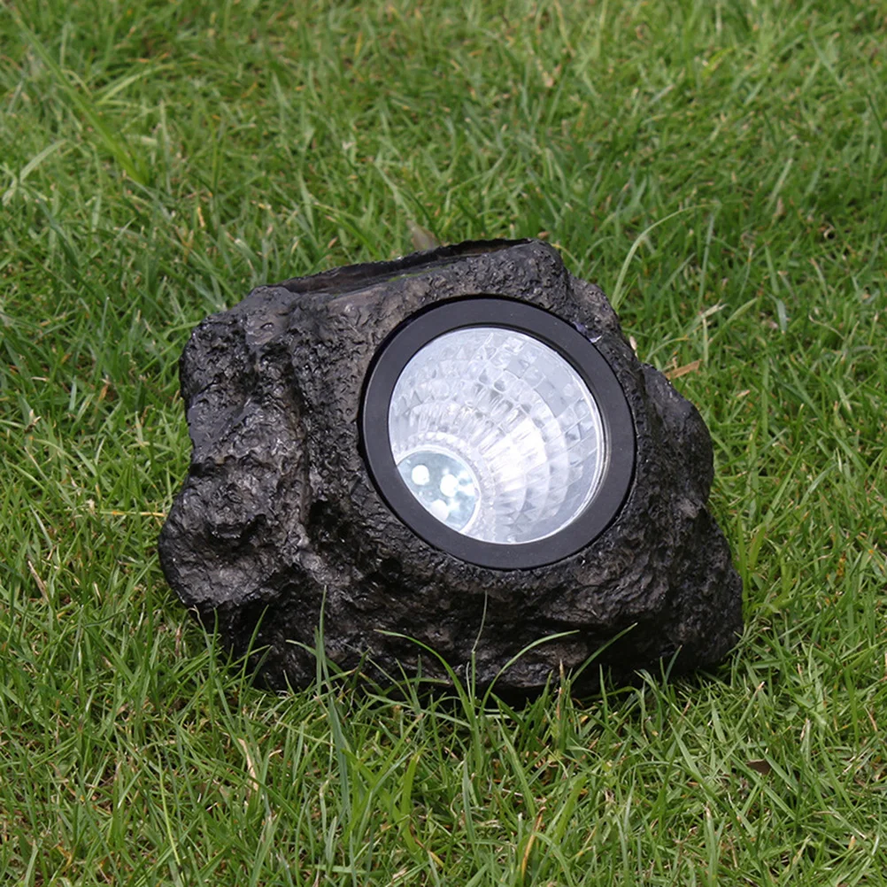 Solar Powered Led Flood Light Waterproof Outdoor Stone Lamp Simulation Rock Design White For Garden Lawn Decoration