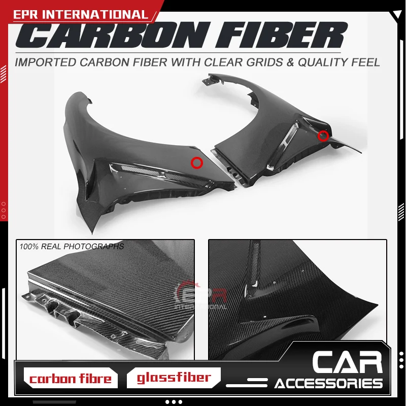 For Nissan 08-16 R35 GTR CBA DBA NI-Style Carbon Fiber Front Fender Glossy Finish Wheel Flare Arch Cover Fibre Drift Splitter