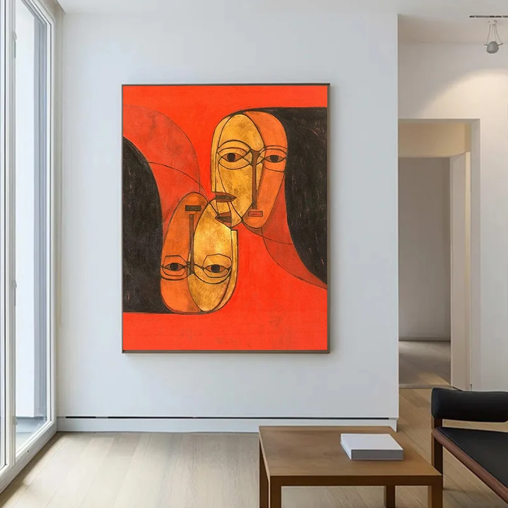 100% Handmade Abstract Oil Painting On Canvas Red clothing Figures Wall Art Picture Big Mural For Home Living Room Decor Image