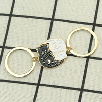 Couple Keychain Sun Moon Cat Matching Keychain Cute Animal Lover Bag Pendant Lovers Keyring For Husband Wife Gifts