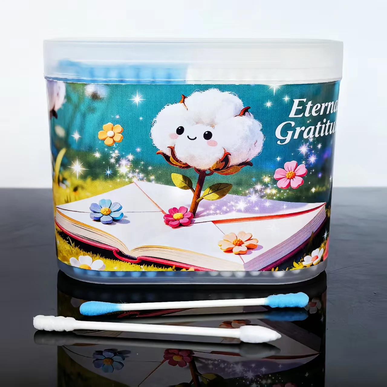 300 قطعة/600 قطعة مسحات قطنية تحت عنوان عيد الأم، أعواد قطنية برأسين بلونين، مسحات قطنية هدية عيد الأم