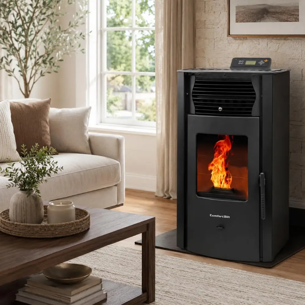 HP50S Pellet Stove, 2,200 sq. ft., 47 lb. Hopper, Black