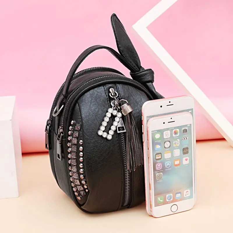 

Модная женская сумка через плечо из мягкой кожи с бахромой, инкрустированная стразами, в иностранном стиле, многослойная, миниатюрная