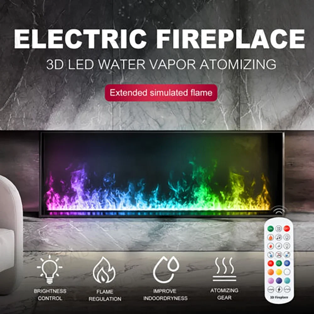 

3D Atomized Fireplace Colorful Flame ECO TV Decorative No Risk of Fire Mist Intelligent Indoor Electric Water Vapor Fireplace