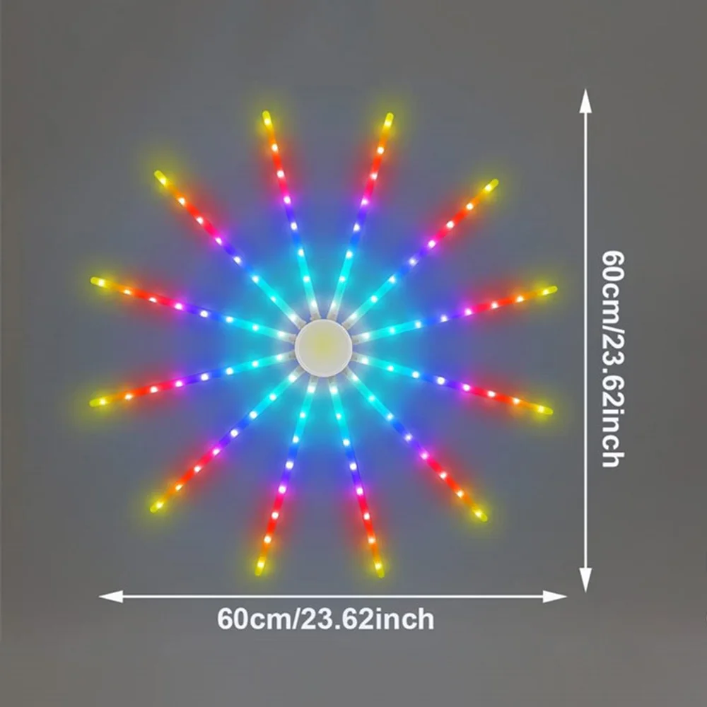 RGB LED Firework Lights Dream Meteor Lamp DIY Wall Backlight Smart Controller for Wedding Home Party Intdoor Outdoor Fairy Decor