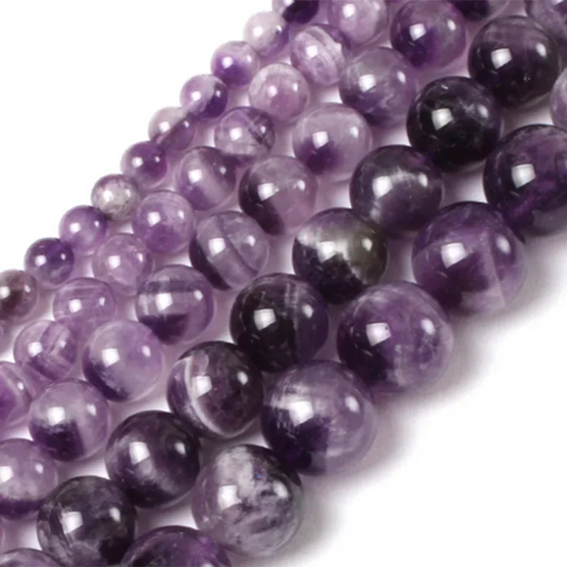 

6-16mm Natural Round Mixed Purple Amethyst Loose Beads For Jewelry Making Beads 15'' DIY Bracelet Necklace Accessory Gift