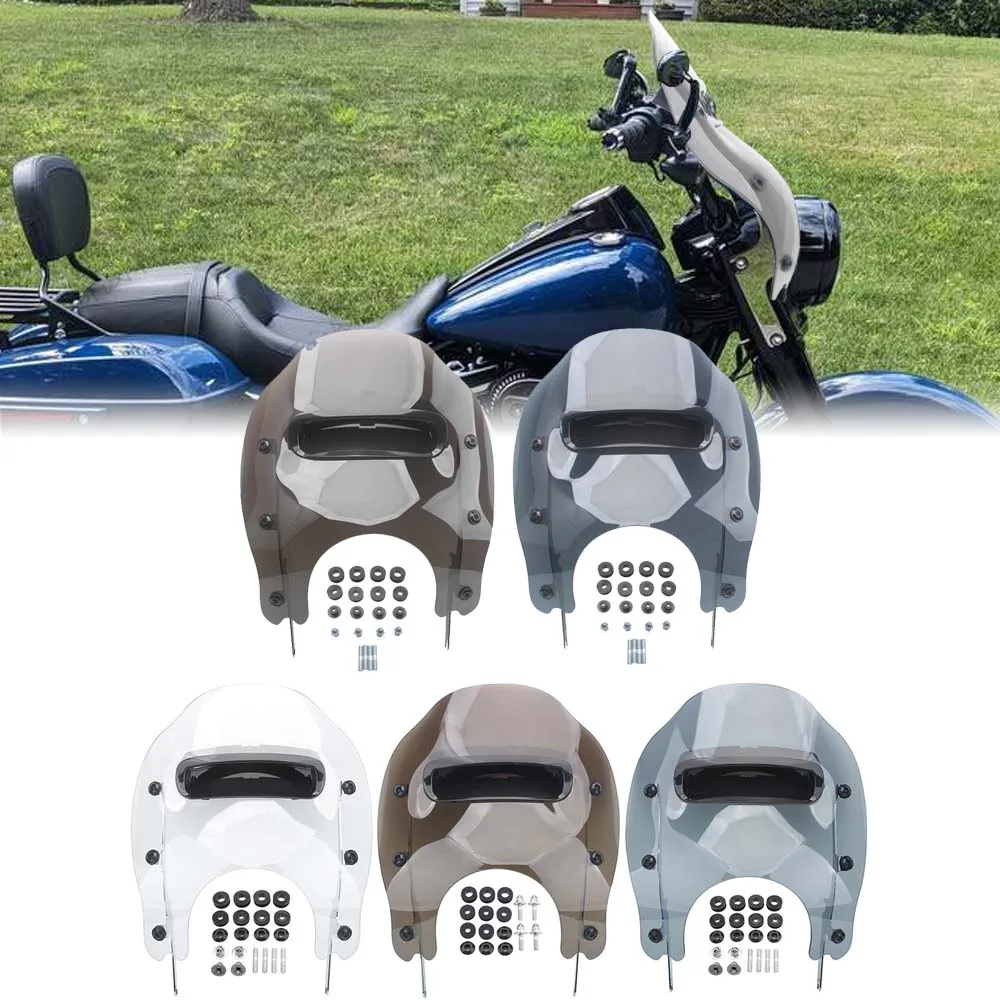 Motorcycle Front Fairing Windshield With Hardware Kit Compatible With Harley Davidson Road King 1994-2025 Chrome/Black Bracket