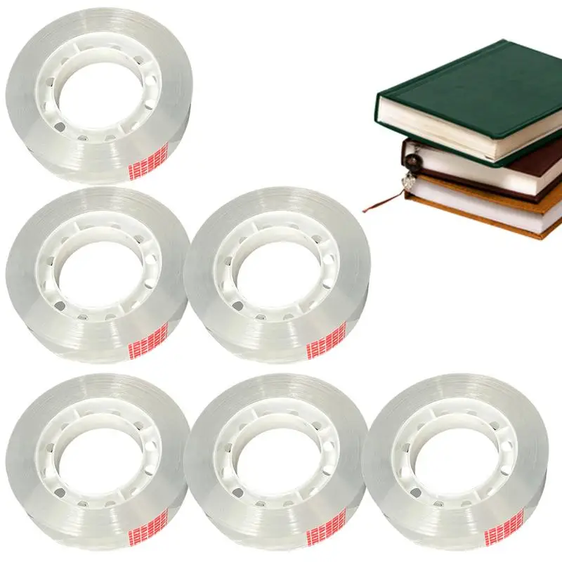 All-Purpose Transparent Glossy Tape Strong Stickiness Clear Tape 6 Pieces Release Smoothly Transparent Tape Stationery Tape For