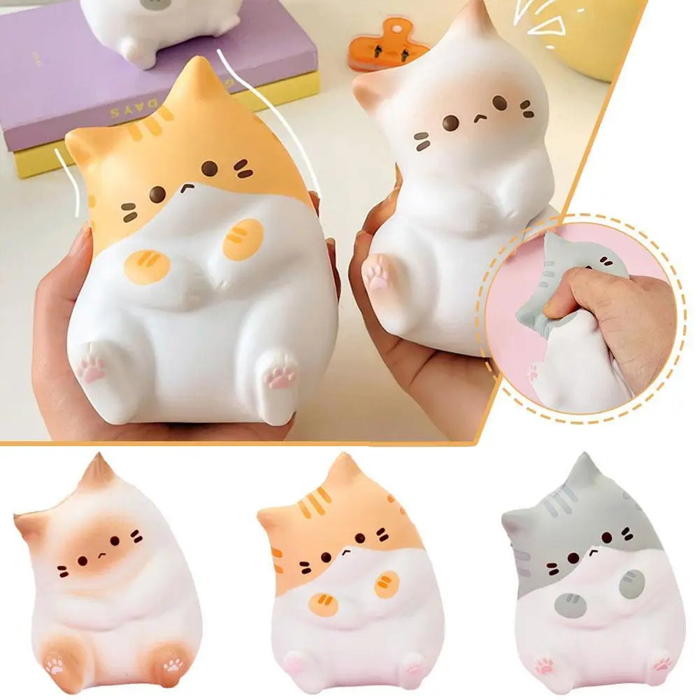 Squeeze Cat Toy Cartoon Kawaii Cat Rebound Rising Animal Toy Stress Relief Ball Adornment For Girls Room