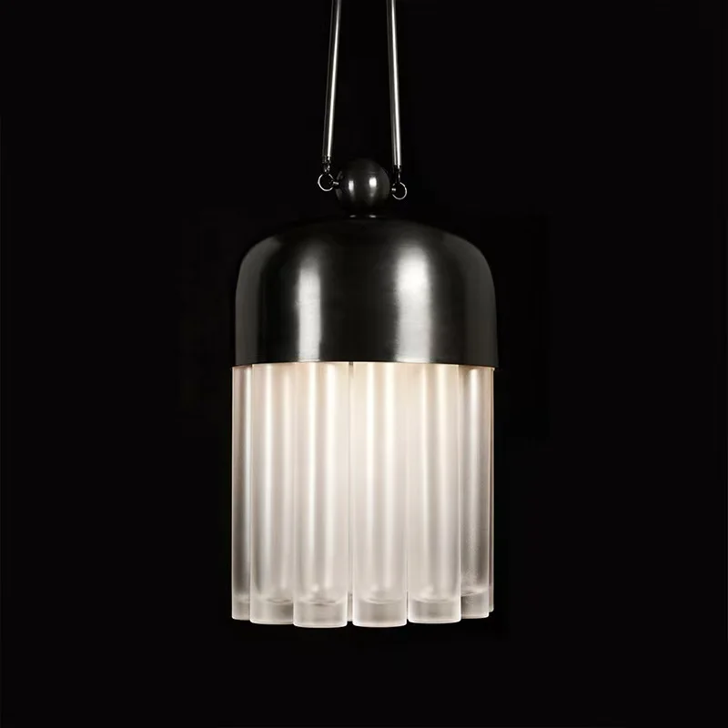 SANDYHA Modern LED Multi Head Glass Tube Pendant Light Unique Home Lighting for Living Room Dining Room Bedroom Elegant Stylish