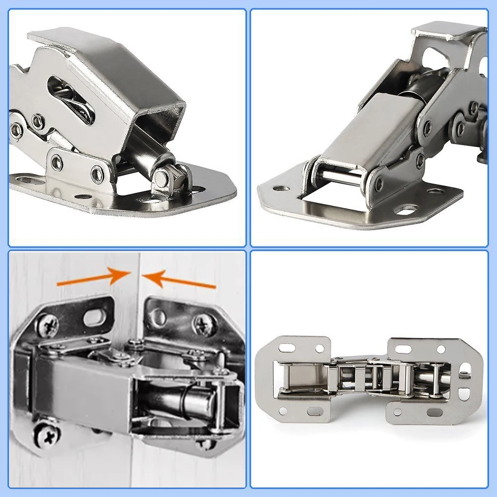 Cabinet Hinge 90 Degree No-Drilling Hole Cupboard Door Hydraulic Hinges Soft Close With Screws Furniture Hardware