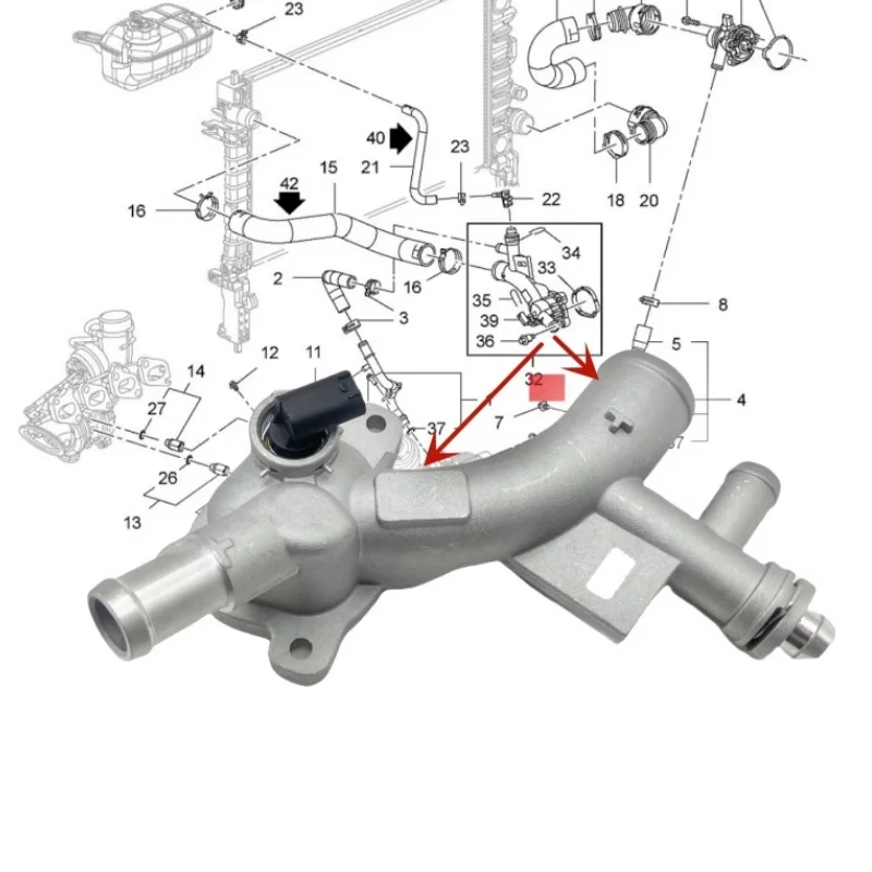 

Алюминиевый корпус термостата на выходе охлаждающей жидкости 25193922 55565334 для Buick Encore 1.4L 2013-19 для Chevy Cruze 1.4L 2011-16