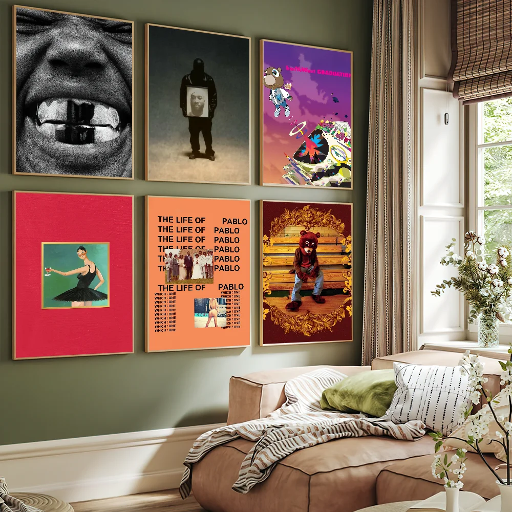 Póster del rapero k-kanye w-West Bully, impresiones, pegatina de pared, decoración, pintura autoadhesiva, dormitorio, sala de estar, oficina, hogar