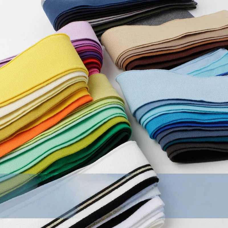 6cm*95CM High Stretch Knitted rib Cotton Fabric T-shirt Neckline elastic collar cuffs Trim For Clothing Accessories fabric