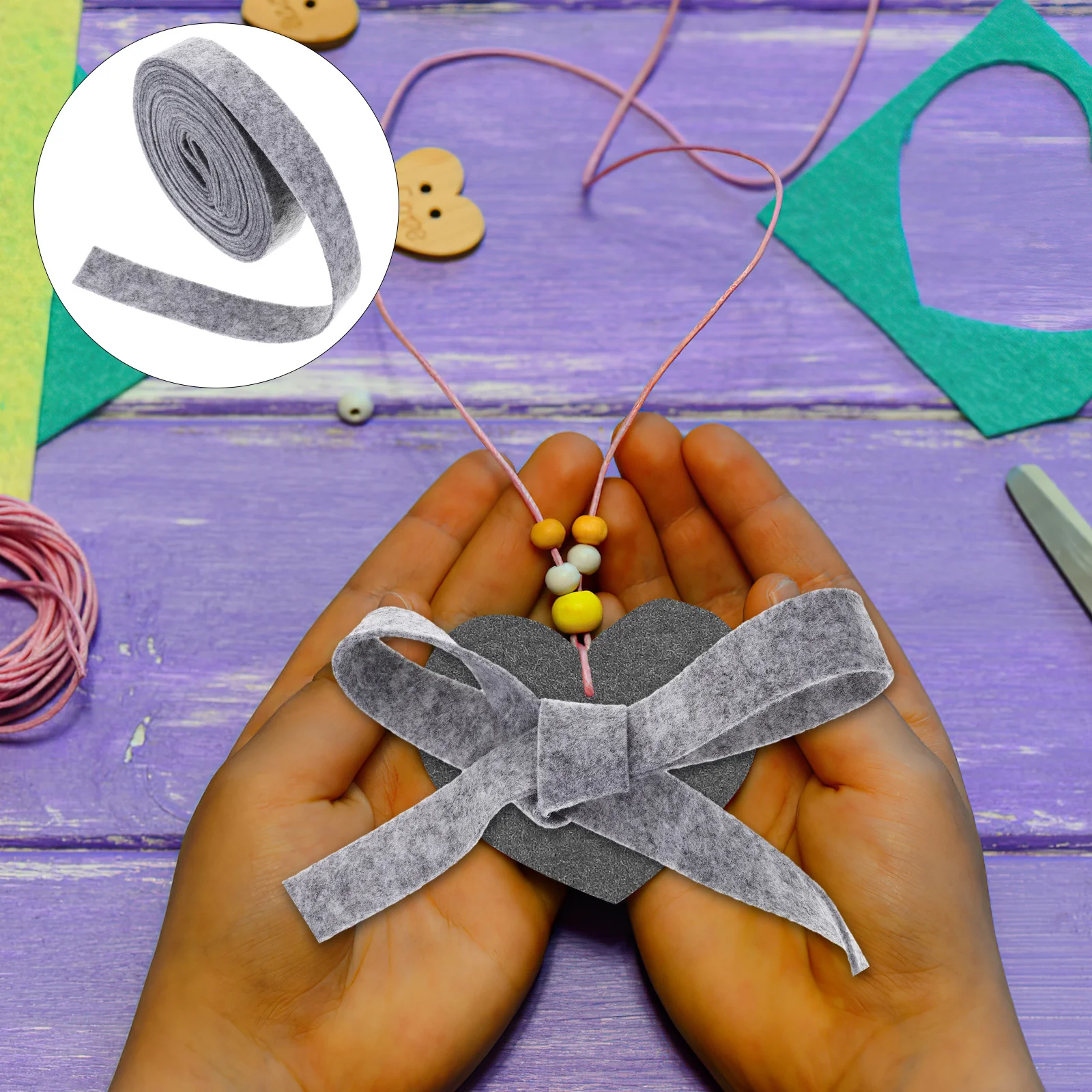 

5m Wool Felt Ribbon Grey Environment-Friendly Non-Fading Ideal for DIY Crafts Christmas Tree Ornaments Wreaths Bowknot Appliques