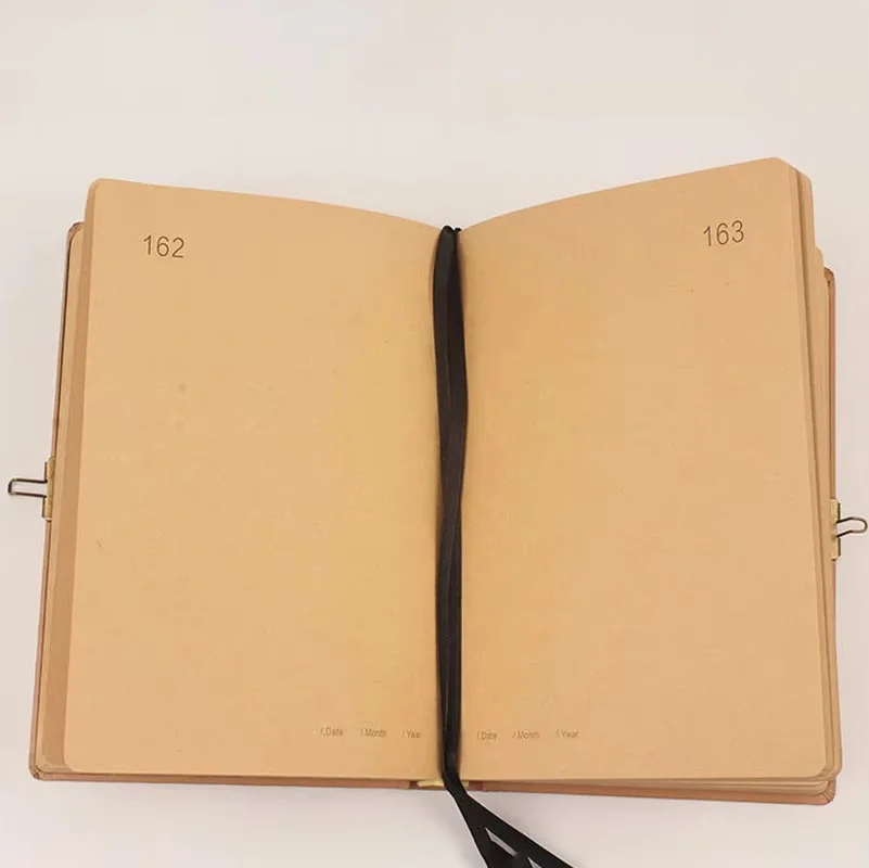 A5 Thickened Kraft Paper Notebook Fashion Retro Notebook 365 Days Journals Diary Agenda Planner Notepad With A Lock 192 Sheets