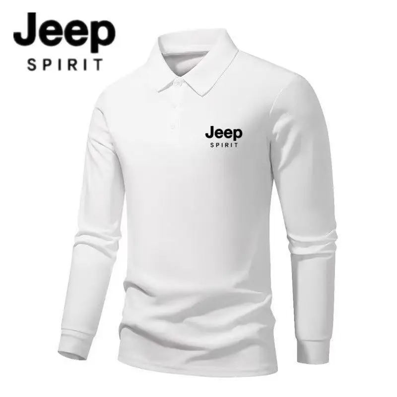 JEEP Men's new long-sleeved business casual lapel POLOPOLO high-end fashion T-shirt