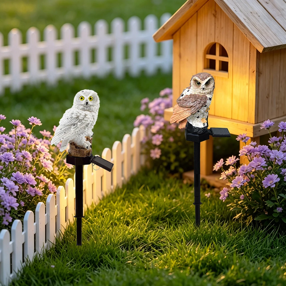 Owl Solar Light, Resin Owl Ground Plug Light, LED Garden Lights Night Lawn Lamp Outdoor Yard Lighting Lawn Landscape Lights view 2