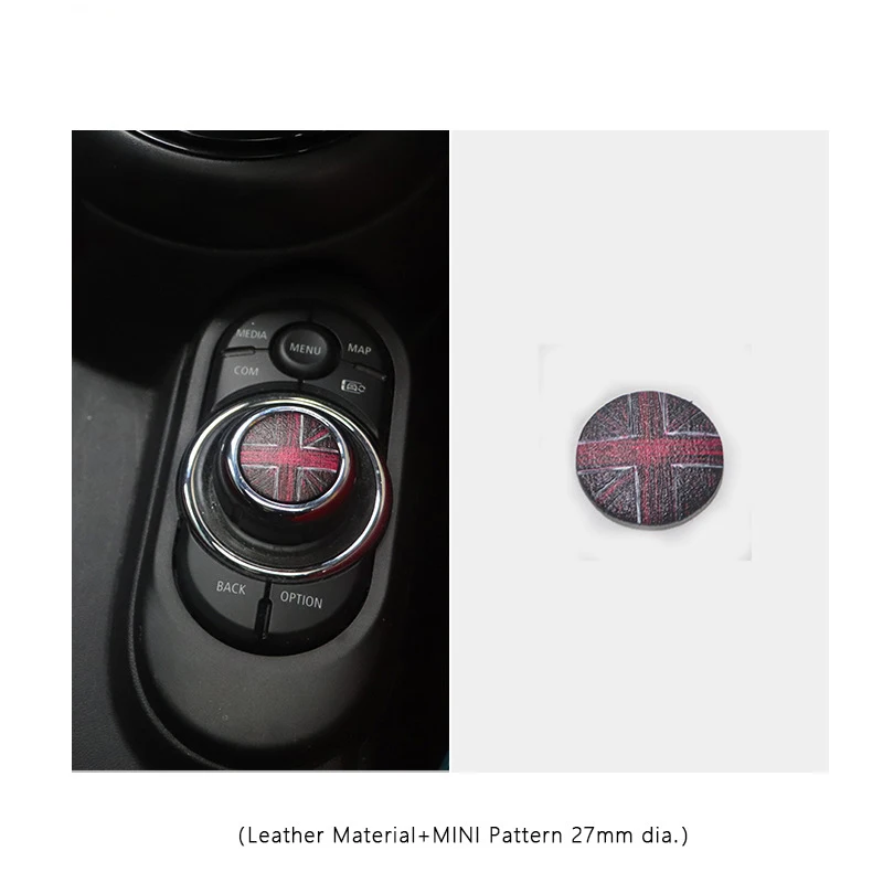 For MINI Cooper F56 F55 F57 Car Central Control Multimedia Button Cover Leather Sticker Interior Accessories Styling