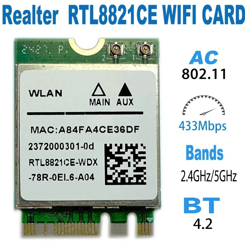 Беспроводная сетевая карта 2026 Aw Cb304N Rtl8821Ce M.2, комбинированный адаптер Wi-Fi 802.11ac и Bluetooth 4.2, совместимый с ноутбуками Dell, Asus, Acer