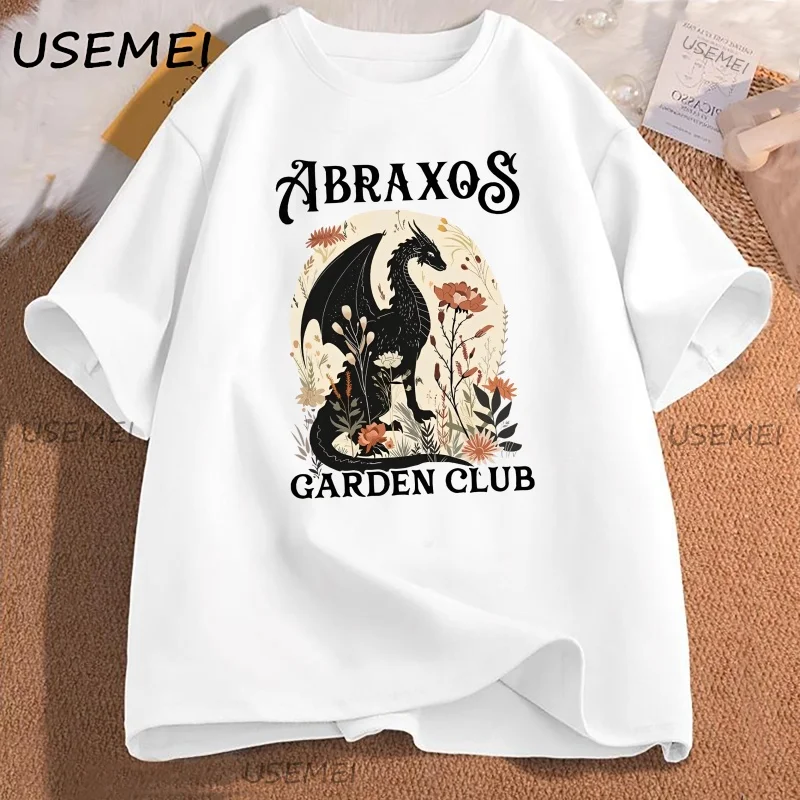 

Abraxos Flower Garden Club TShirt Vintage Flower Fantasy Book Lover T-shirt Casual Cotton Short Sleeve Round Neck Tees Clothes