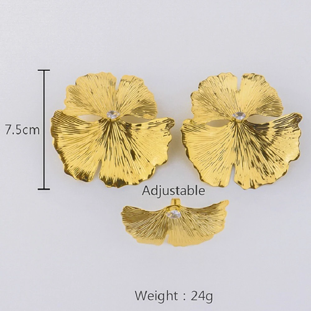 African Gold Color Luxury Flower Shaped Earrings and Ring 2Pcs Set For Women Special Design Jewelry Set Gift For Party