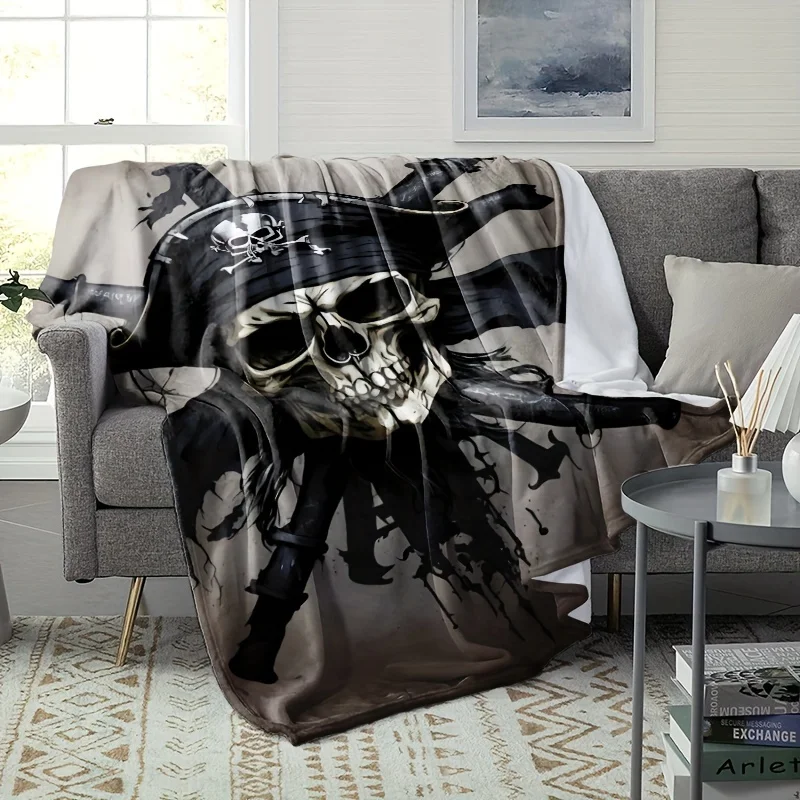 Large Pirate Skull Throw Blanket Nautical Gothic Decor  150x230cm Halloween Man Gift