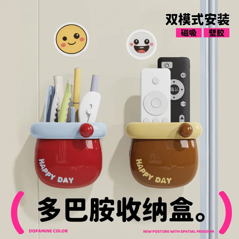 

Colorful Magnetic Fridge Organizer Creative Desktop Pen Holder Stationery Storage Box for Home Office Kitchen