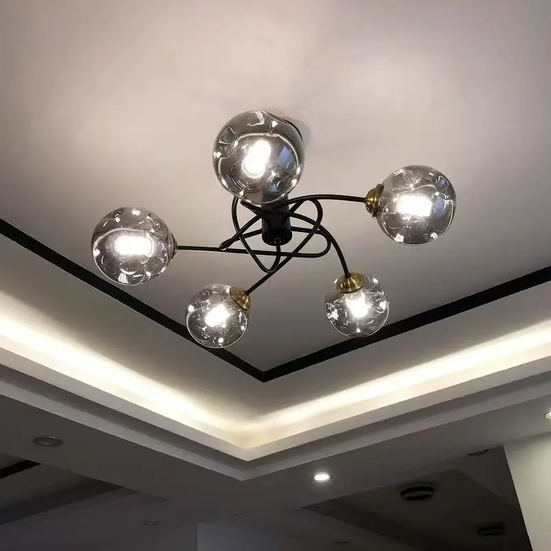 

Nordic led Glass Ball Living Room Ceiling Light Simple Atmosphere Bedroom Magic Bean Dining Chandelier