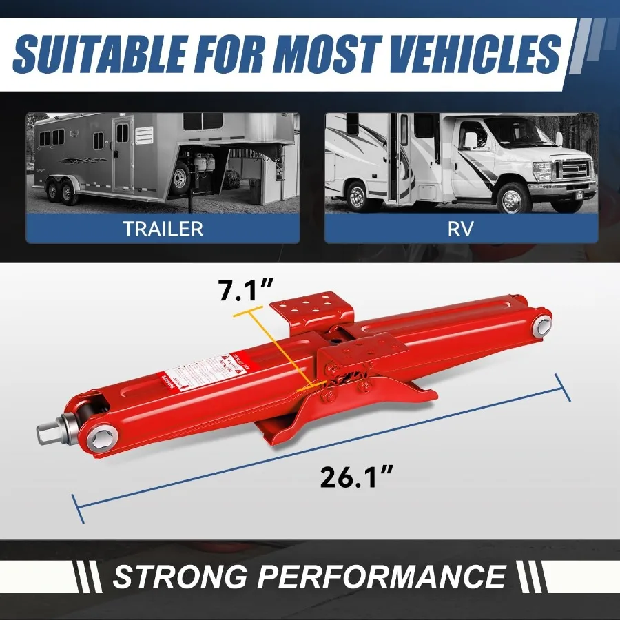 2 uds tijera Jack 2,5 toneladas 5000LBS RV viaje remolque estabilizador tijera coche Jacks para mantenimiento de vehículos y soporte de emergencia