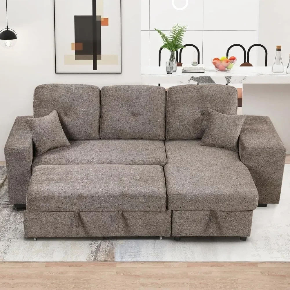 Postmodern High Quality Sofa Bed, 3-Seater L-Shape Couch Convertible Pull Out Sofa Bed Sectional Sleeper