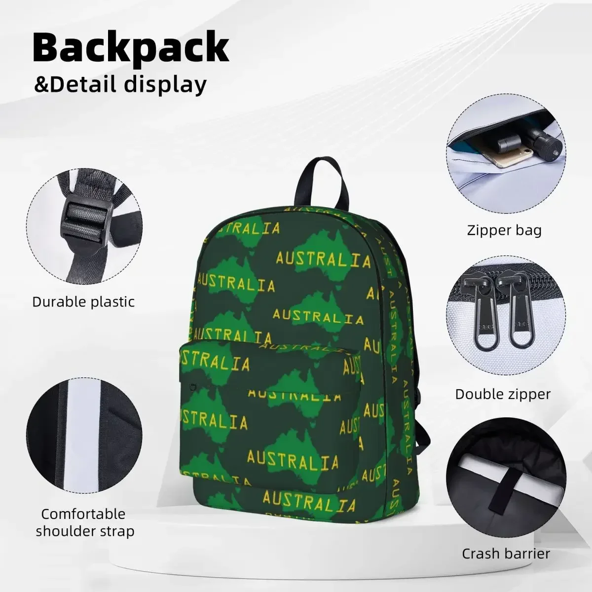 Australian Map Backpack Large Capacity Student Book bag Shoulder Bag Laptop Rucksack Fashion Travel Rucksack Children School Bag