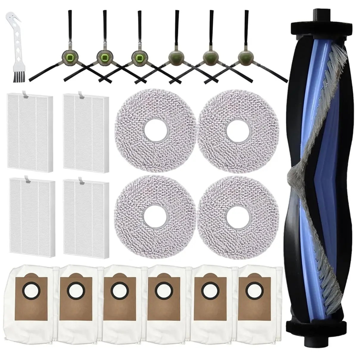 For M3 Robot Vacuum Cleaner, 1 Main Brush 4 HEPA Filter 4 Mop Pad 6 Dust Bag 6 Side Brush 1 Cleaing Tool 【A73 AcePro】