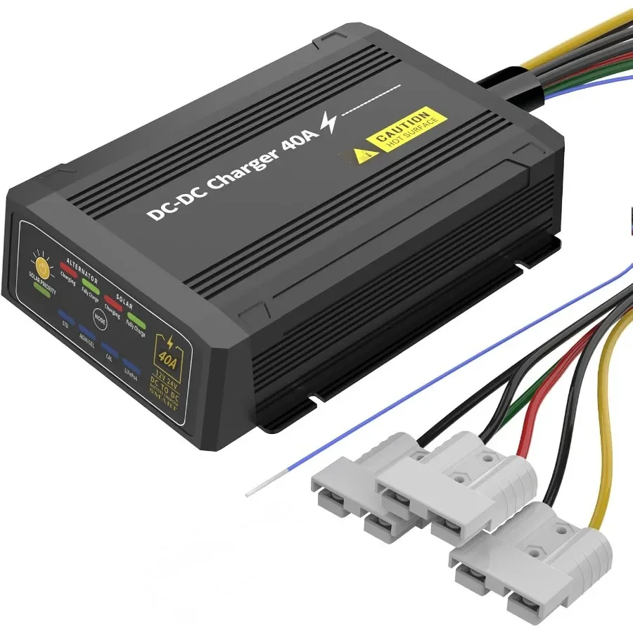 

12V 40A DC to DC Charger with MPPT IP68 Waterproof Smart On-Board Battery Charger with Anderson Plug Solar and Alternator Dual