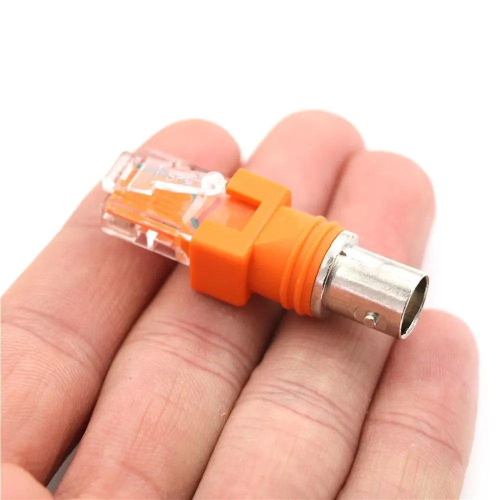 Durable Orange Barrel Coupler Cable Connector Coaxial Chassis Panel RJ45 To RF Connectors BNC Female To RJ45 Male Adapter