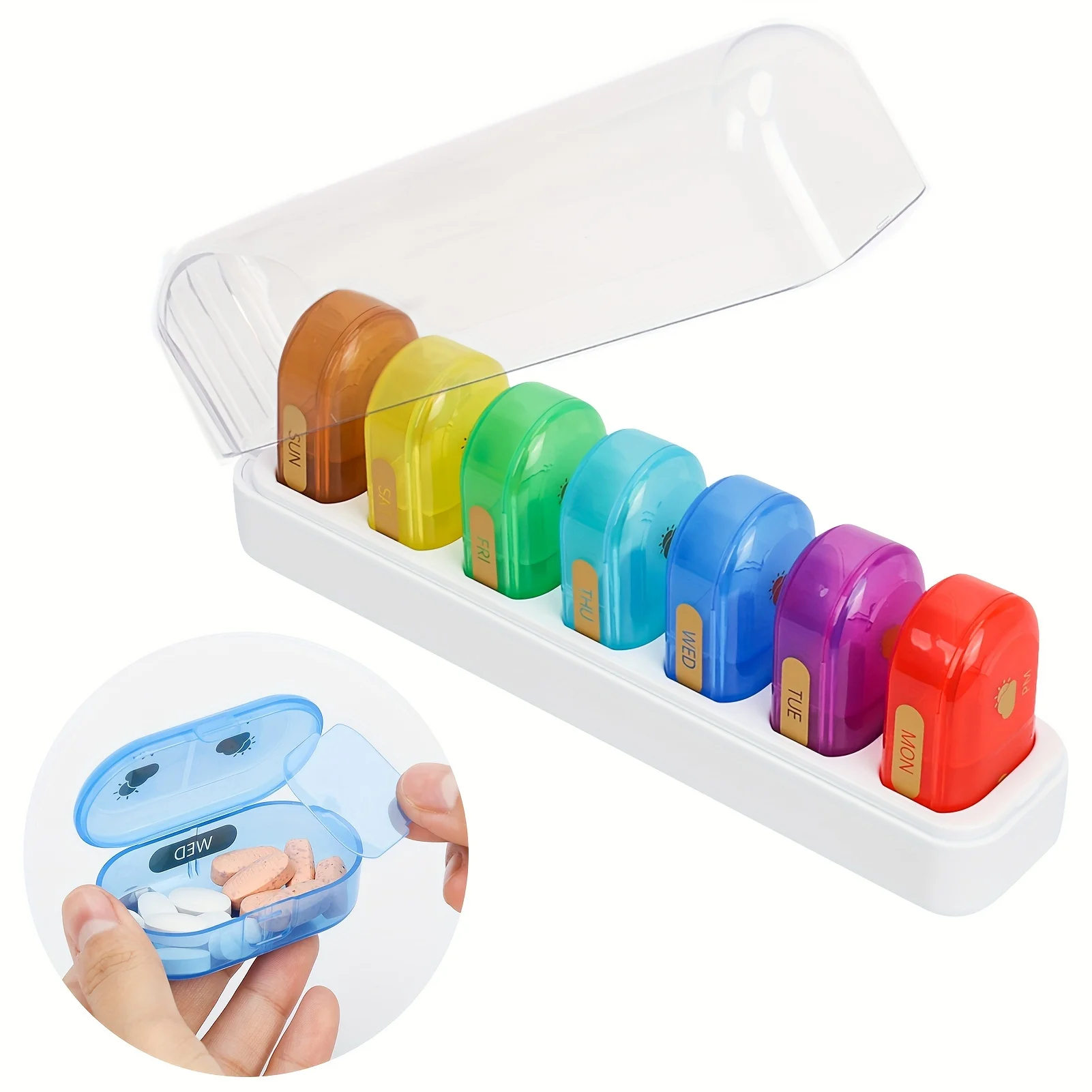 

1pc Pill Organizer, Weekly Pill Organizer, 2 Times A Day, 7 Day Am Pm Daily Pill Box, Detachable Portable Travel Pill Case For P