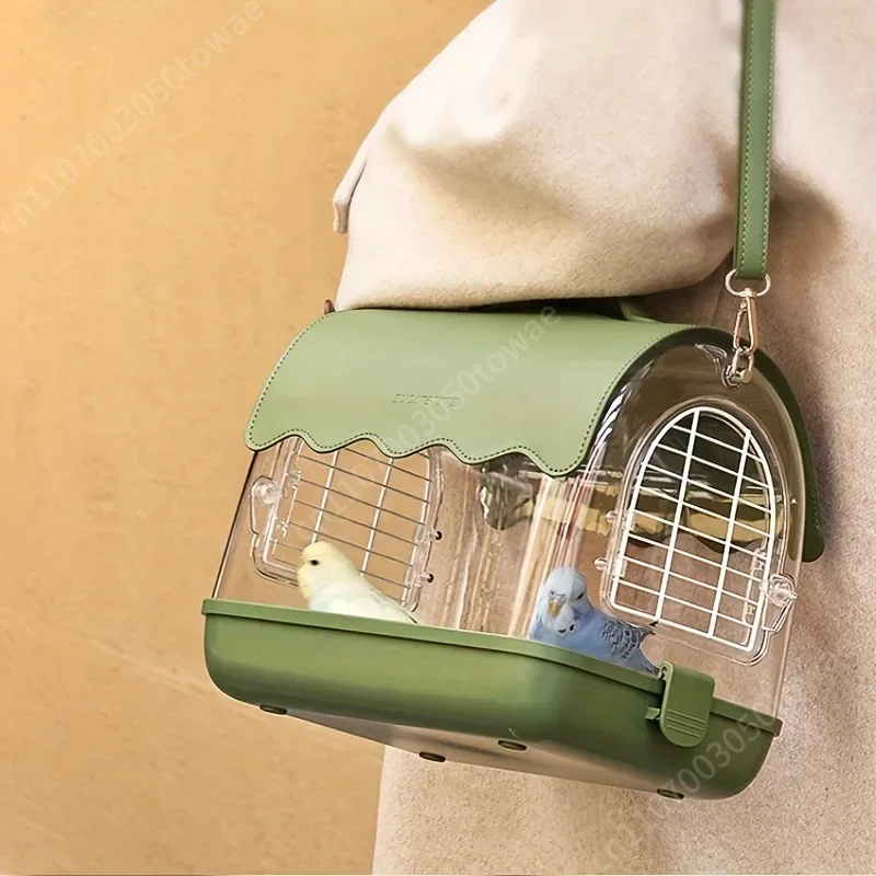 Portable Birdcage Transparent Acrylic Material Lightweight,Breathable And Easy To Carry Parrot Cage