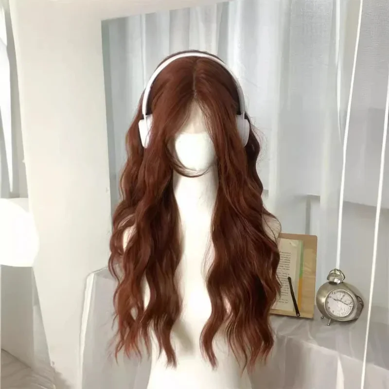 캔디 2025 애슐리 가발 레이스 프론트 여성 카라멜 붉은 갈색 한국 헤드밴드 롱 컬리 로리타 가발 코스프레 데일리용