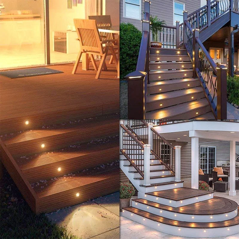 10PCS Outdoor LED Deck Light IP67 Waterproof Recessed Stair Deck Lights RGB Buried Light Power Controller Set