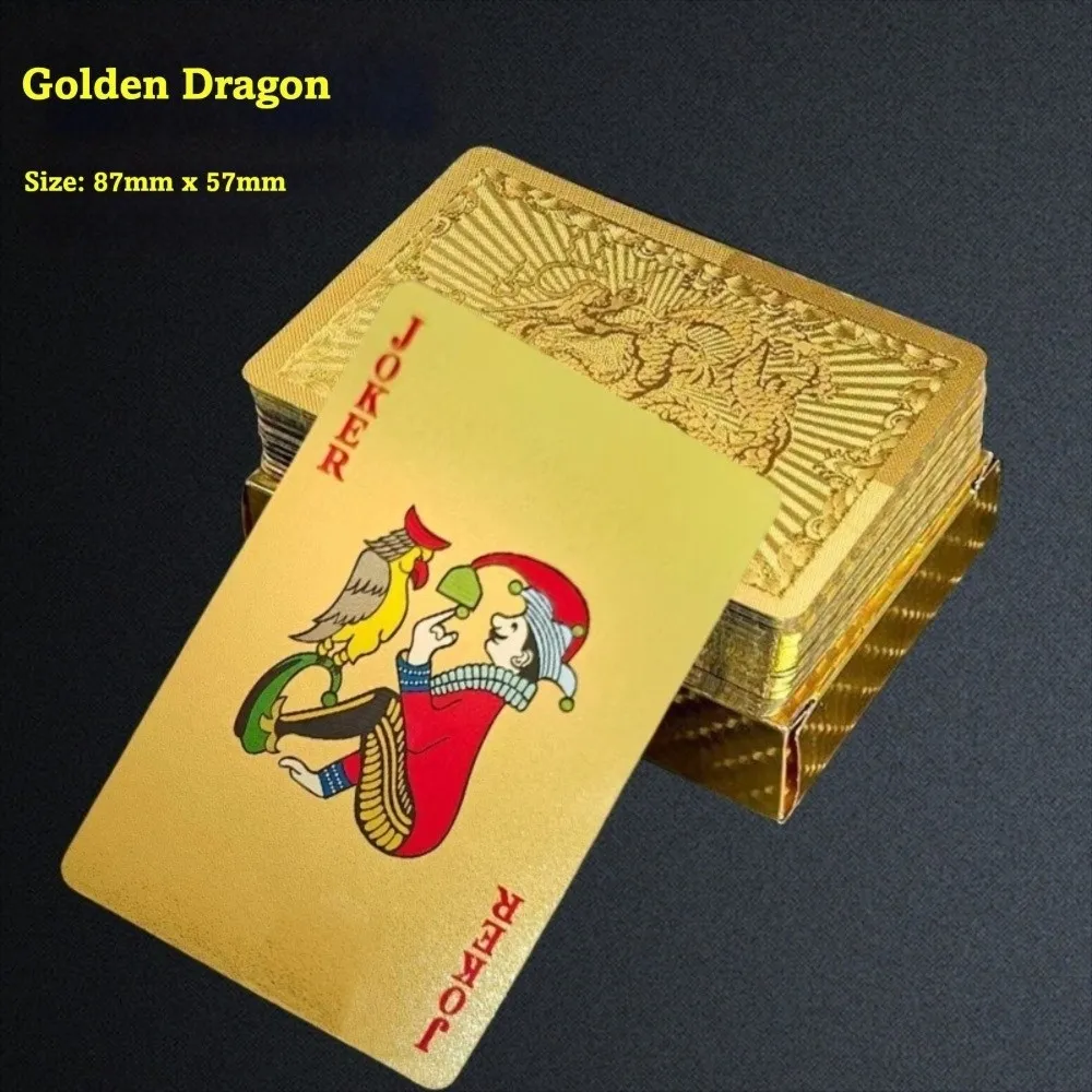 

1 Set Matte Golden Poker Card Waterproof PVC Rose Playing Cards Thickened Prevent Wrinkles 24K Gold Foil Cards