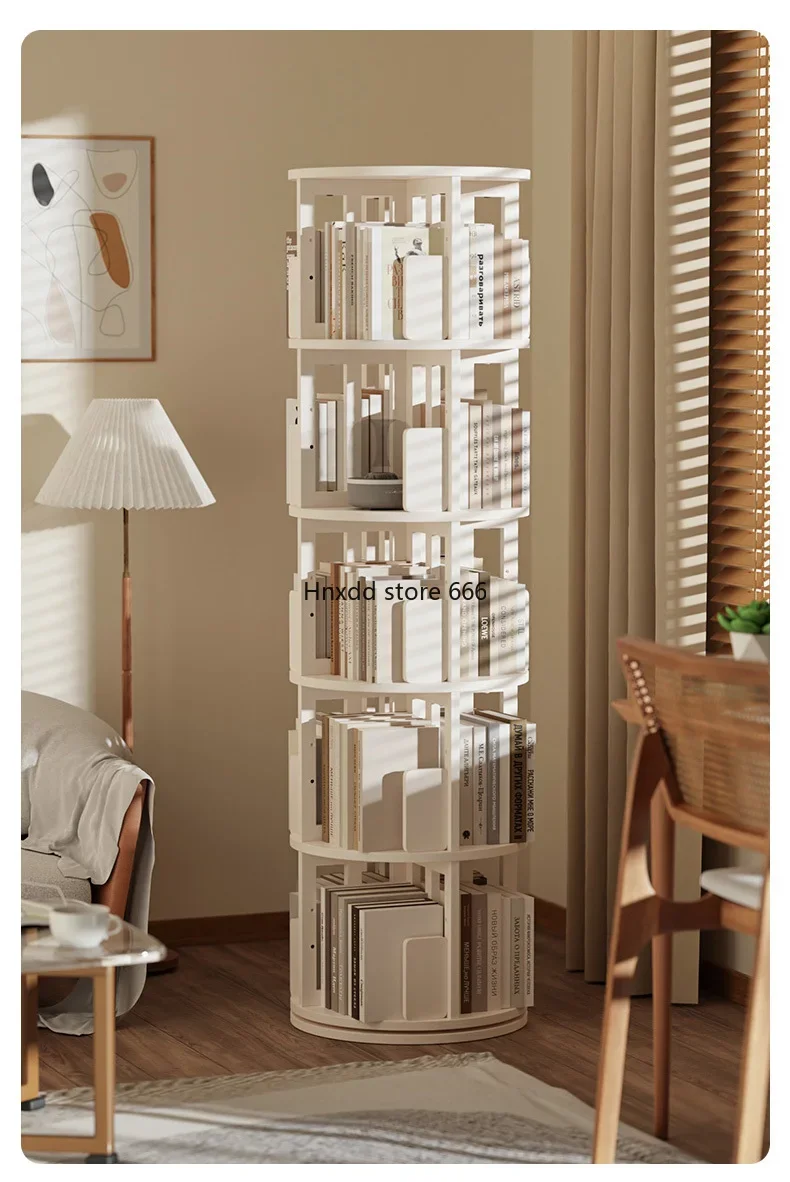 Solid wood rotating 360-degree floor-to-ceiling home living room children's and students' picture book rack