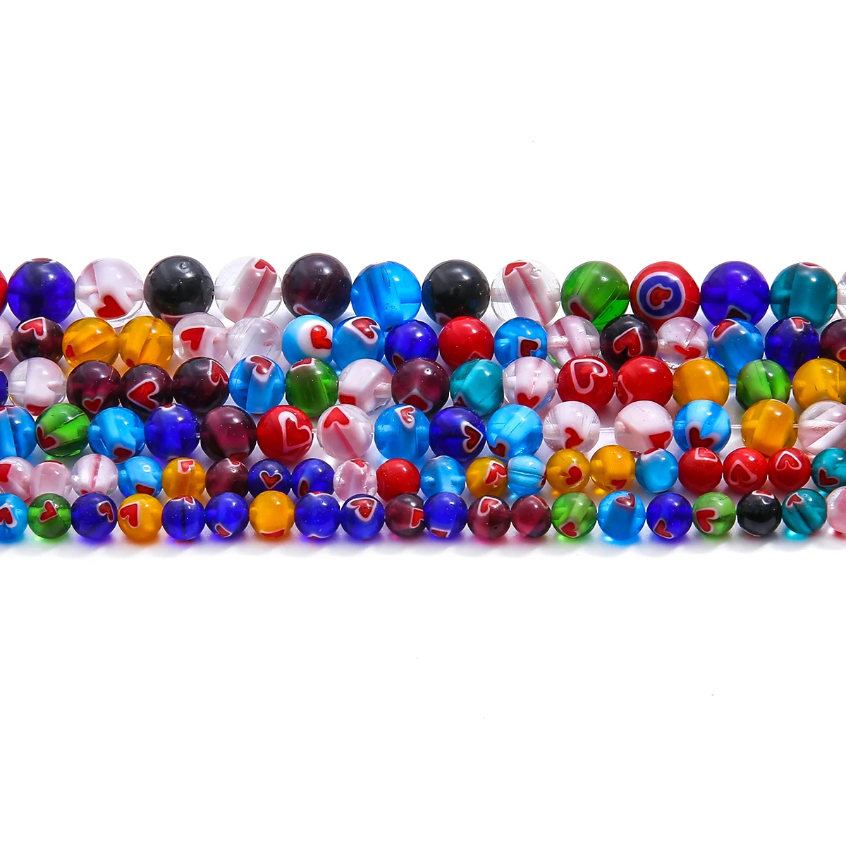 

1 Strand Glass Love Round Colorful Mix Lampwork Beaded For Jewelry Making Supplies DIY Necklace Bracelet Accessories
