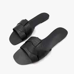 Women Outdoor Summer Sandals 2024 Ladies Beach Slides Flip Flops Fashion PU Leather Open Toe Female Sandal Woman Shoes