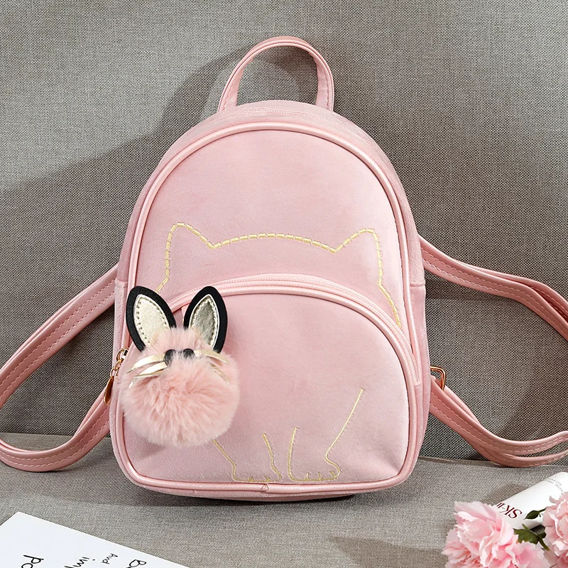 Cute Girls Backpack Plush Suitable for Girls Embroidered Cat Bag Cartoon Shoulder Backpack Suitable for Giving Gifts